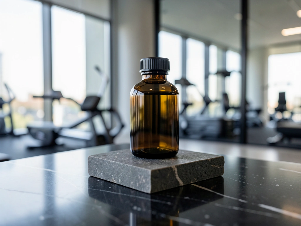 Premium nutritional glass vessel on architectural stone