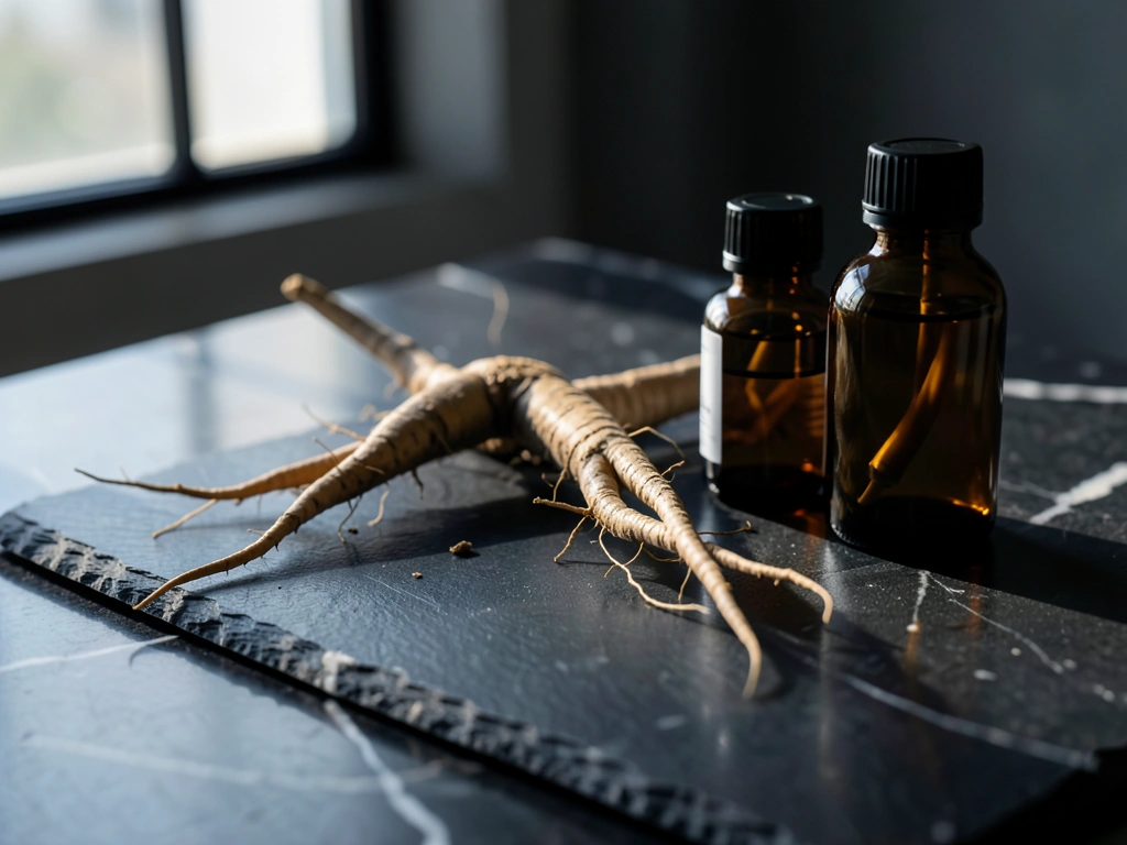 Raw botanicals on stone